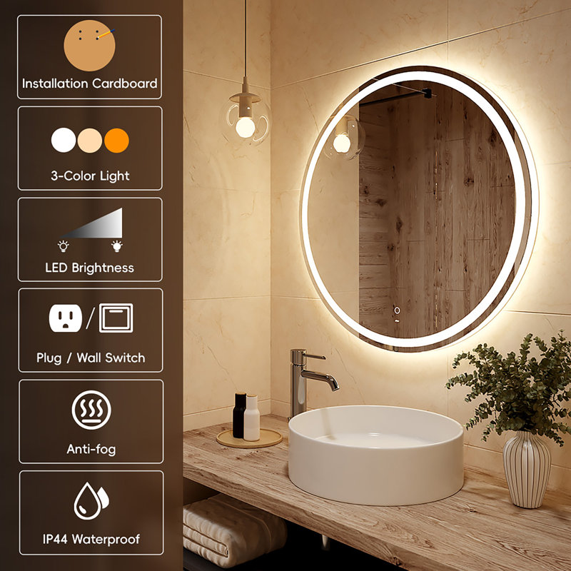 Miroir de salle de bain Maielle, 23'' H x 23'' W x 1'' D