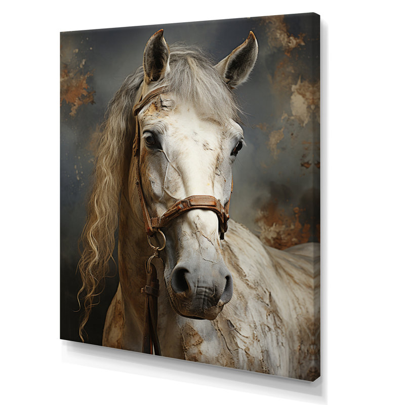 Lasaundra White Horse, H 32 po x l 24 po x P 1 po, Toile tendue