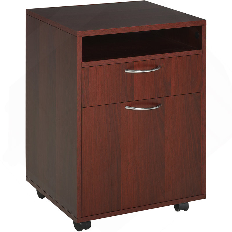 Rangement mobile avec classeur en bois, Red