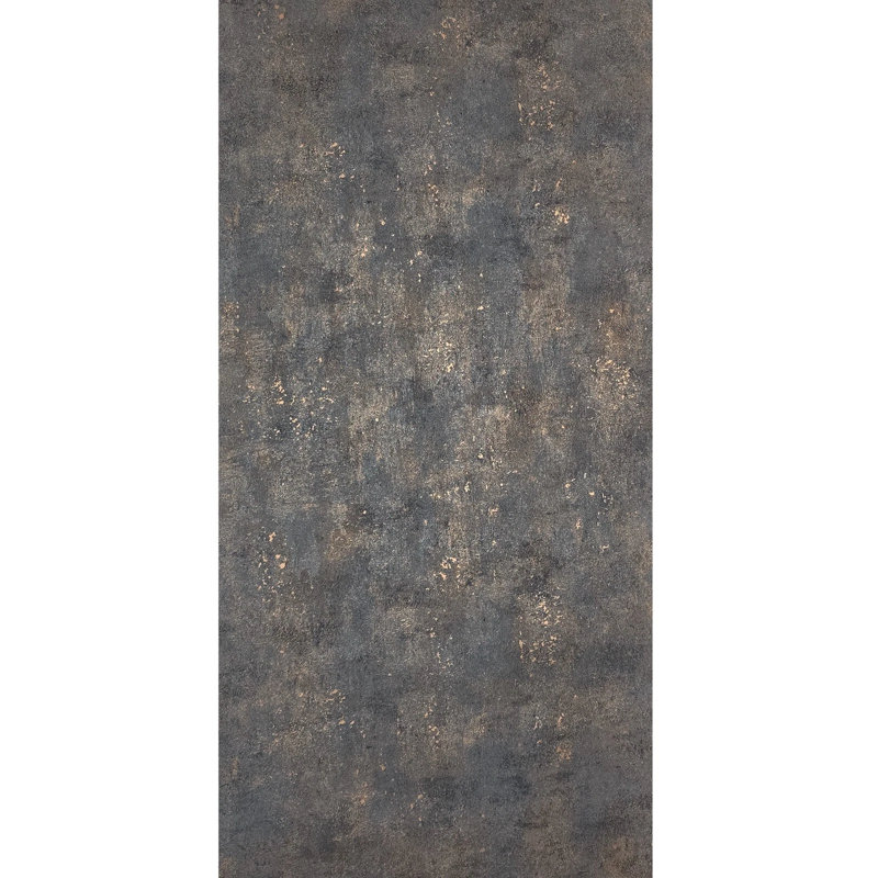 Papier peint texturé effet béton vieilli gris et or métallique