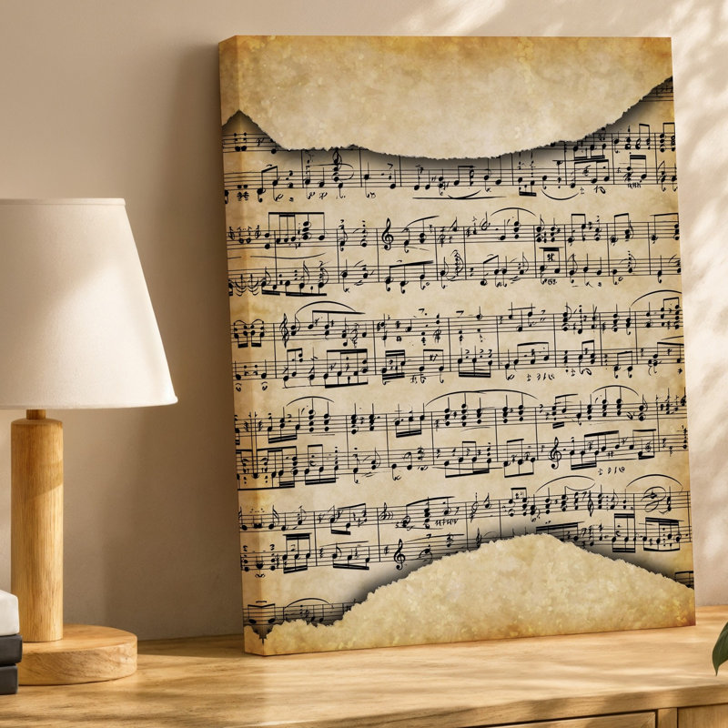 Toile, vue rapprochée d'une feuille déchirée d'art mural sur papier manuscrit avec notes noires complexes et symboles sur toile