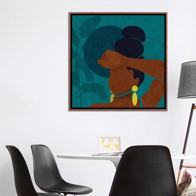 « Ayana » par Reyna Noriega-impression d’art graphique, H 37 po x l 37 po x P 1,5 po, Toile classique avec cadre brun