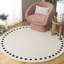 Lexy Polka Dots Handmade Tufted Cotton/Wool Area Rug in Ivory/Black-332855644