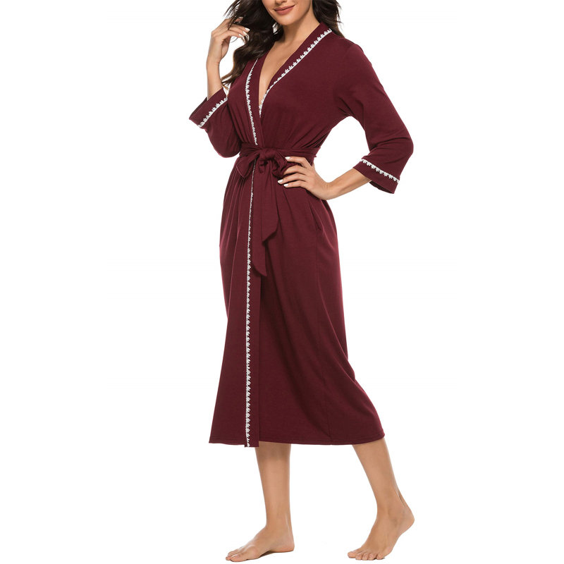 Nemanja Rayon / Viscose and Synthetic Satin Mid-Calf Bathrobe with Pockets and Hood for Kids, XL, Red