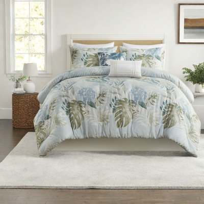 Ensemble de literie surdimensionnée en coton 6 pièces, bleu côtier, grand lit pour un confort relaxant