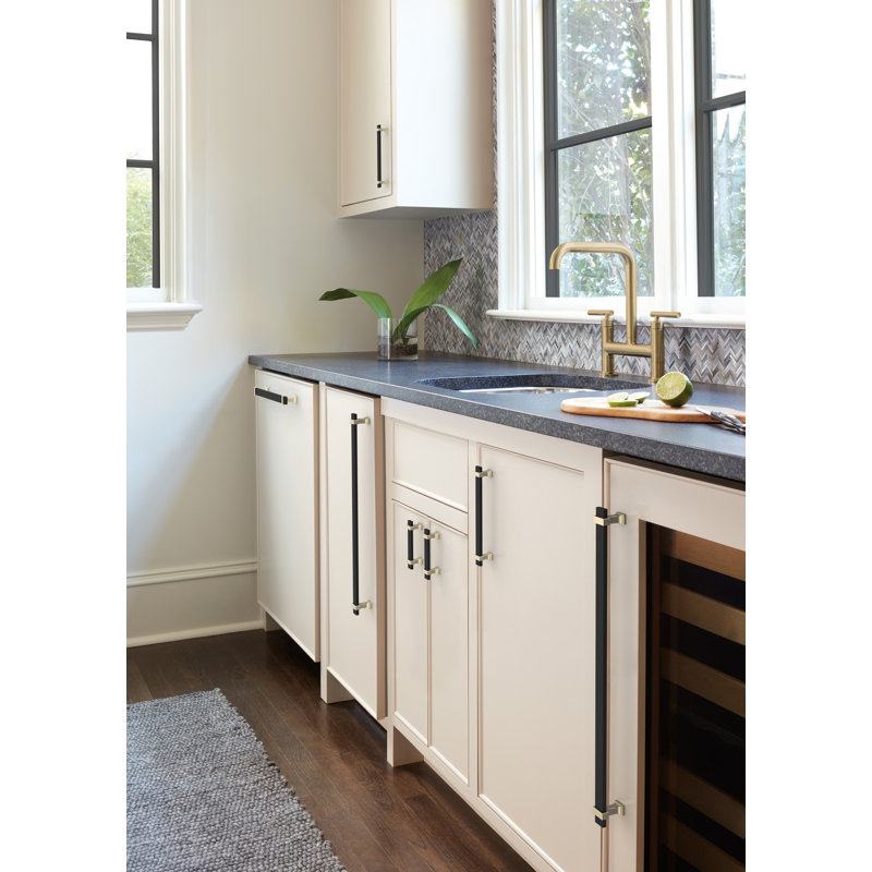 Amerock Overton 18 inch Brushed Matte Black and Golden Champagne Appliance Pull