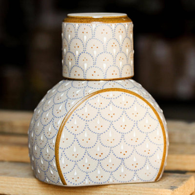 Altair Downy Dew Ceramic 2 Piece Whiskey Decanter Set
