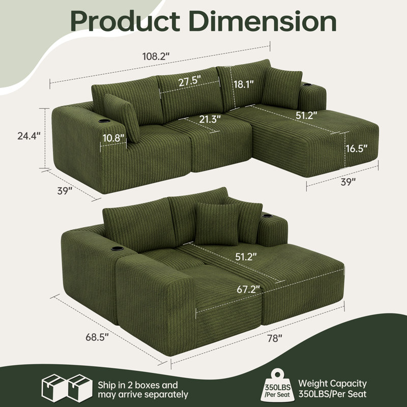 3 Seater Velvet Sofa & Chaise