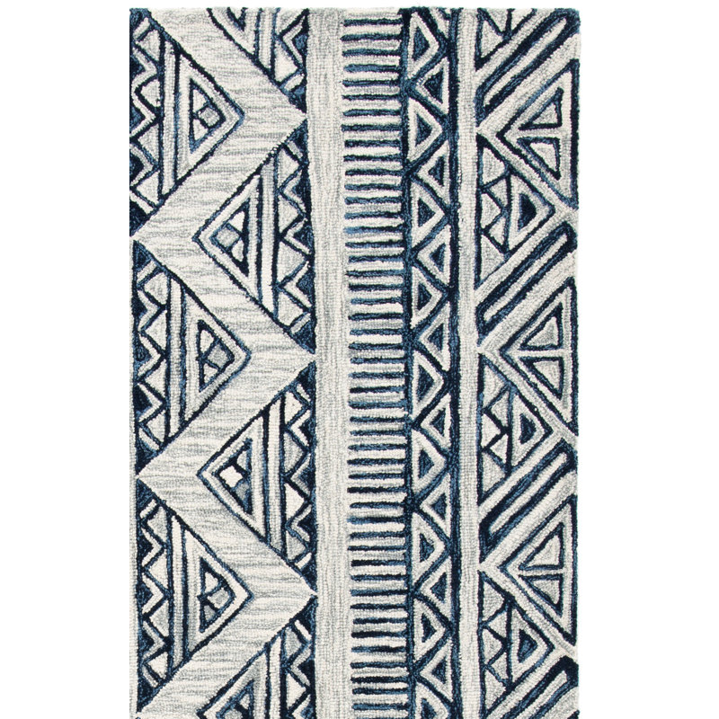 Tapis géométrique en laine et coton touffeté à la main Metro, Rectangle 3 pi x 5 pi