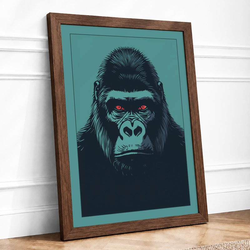 Gorilla's Gaze Modern - Framed Print, A2 - 59.4 x 42.0 cm, Walnut