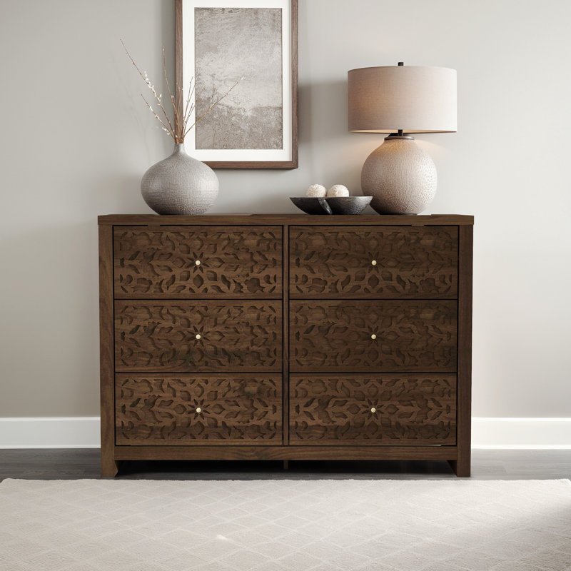 Commode 6 tiroirs L 45,4 po Lukasik, Noyer royal