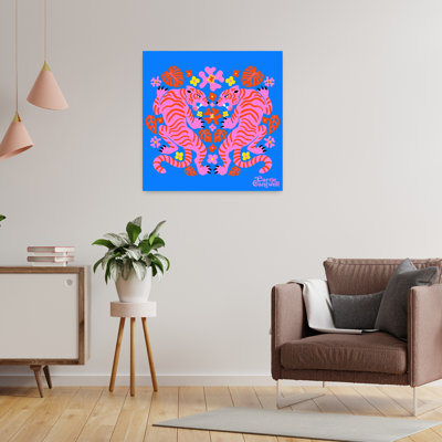 Art contemporain contemporain abstrait tigré hibiscus