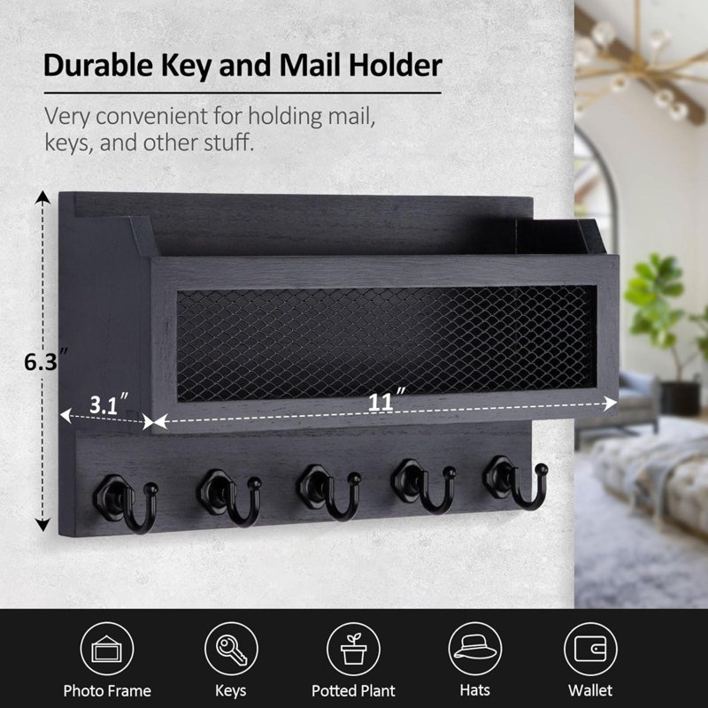 GZ Traders UK Ltd 28cm W Key Holder, Black