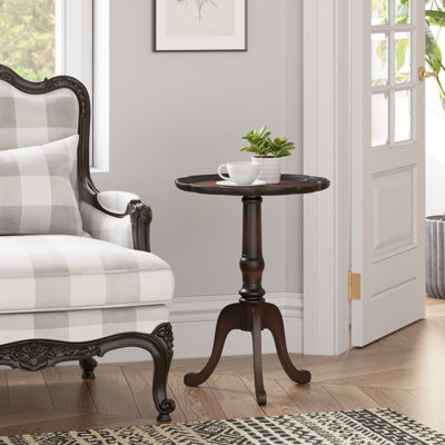 Mid-Century Pedestal End Table With Tray Top