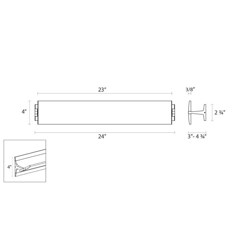 Aileron 1 - Light LED Armed Sconce, Bright Satin Aluminum, 4" H x 24" W x 4.75" D