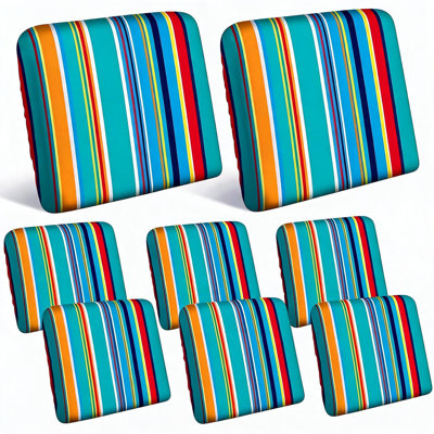 8 pièces de housses de coussin de patio extensibles rayées, housses de siège de canapé d'extérieur lavables et imperméables