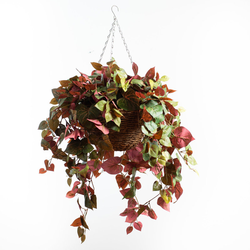 40'' Faux Pothos Plant in Wicker Basket