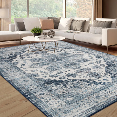 Rectangle Floral Washable Area Rug