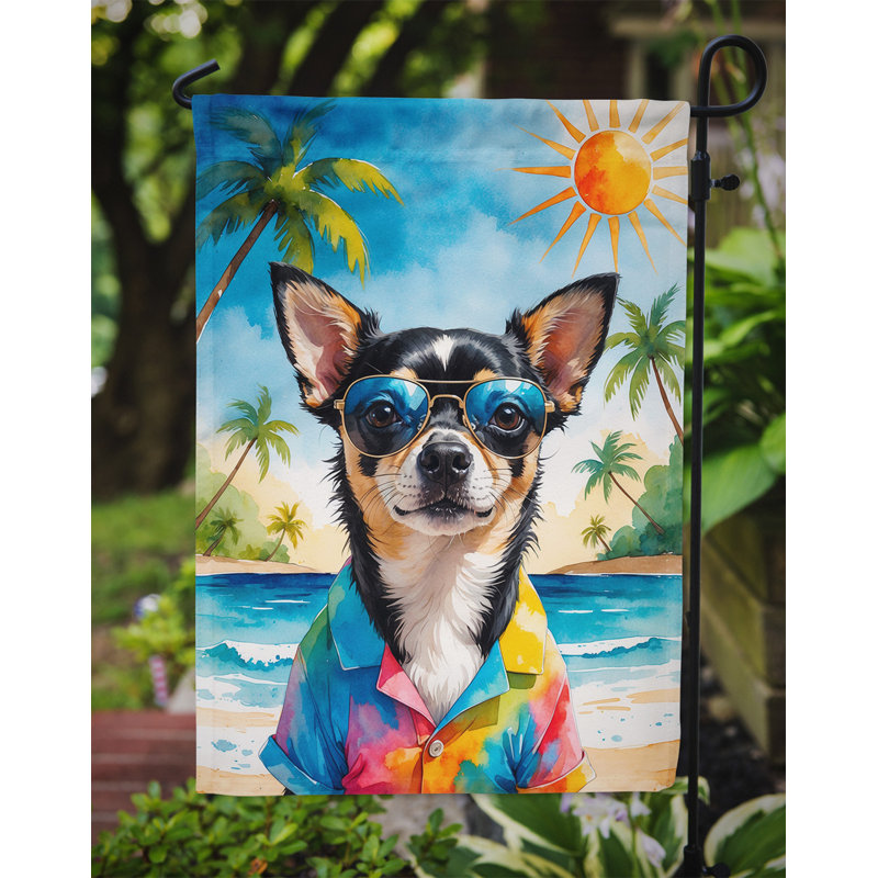 Bouvier bernois avec drapeau de jardin, Chihuahua noir et brun clair