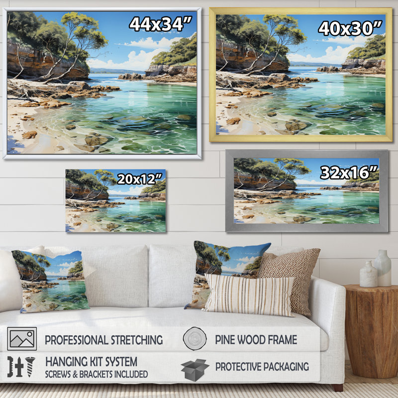 Athyrium Rocky Beach Tranquil Retreat I, Cadre flottant noir, H 30 po x l 40 po x P 1,5 po
