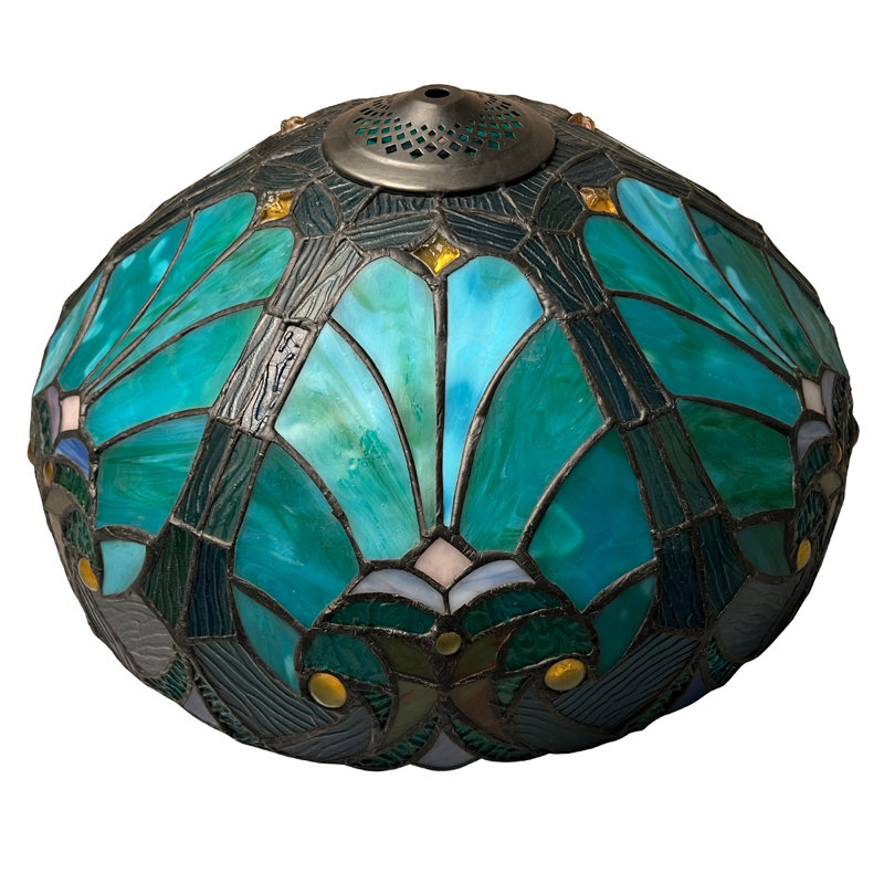 Abat-jour en verre teinté de 16 pouces de large Tiffany