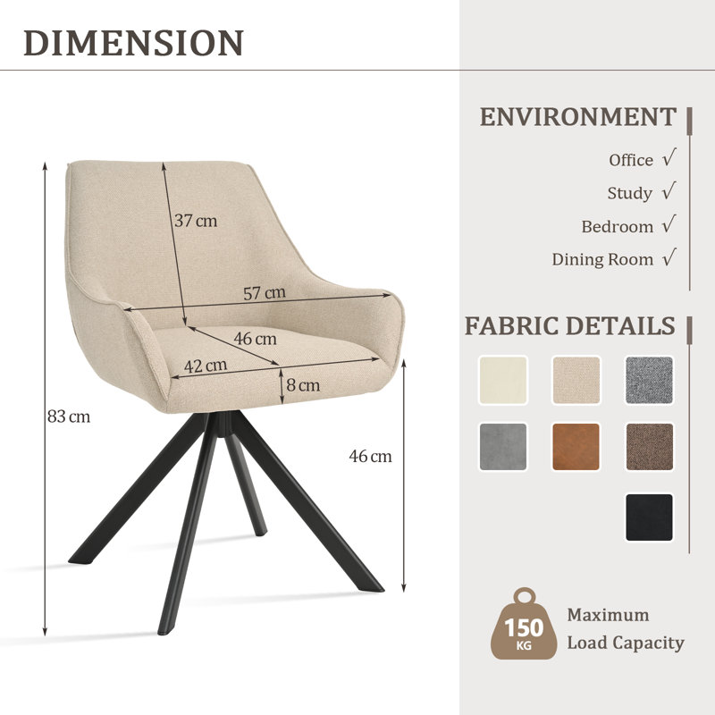 Gefjun 46cm H Upholstered Metal Armchair, Beige Linen