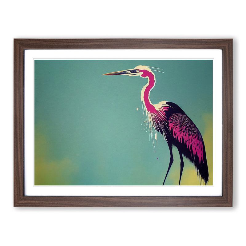 Heron Bird Splash Vol.1 Abstract - Single Picture Frame Print, 46cm H x 64cm W x 2cm D, Walnut