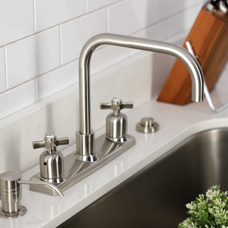 Kingston Brass Millennium Two-Handle 2-Hole 8" Centerset Kitchen Faucet, Brushed Nickel
