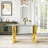 63" Dining Table With Glass Top And Double Pedestal Metal Base-102095472