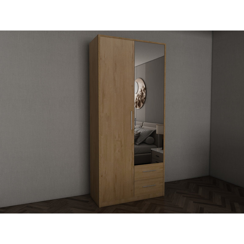 Pamel 2 Door Manufactured Wood Wardrobe, Oak