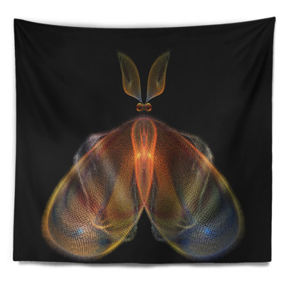 Corwin abstrait papillon orange fractal en tapisserie foncé