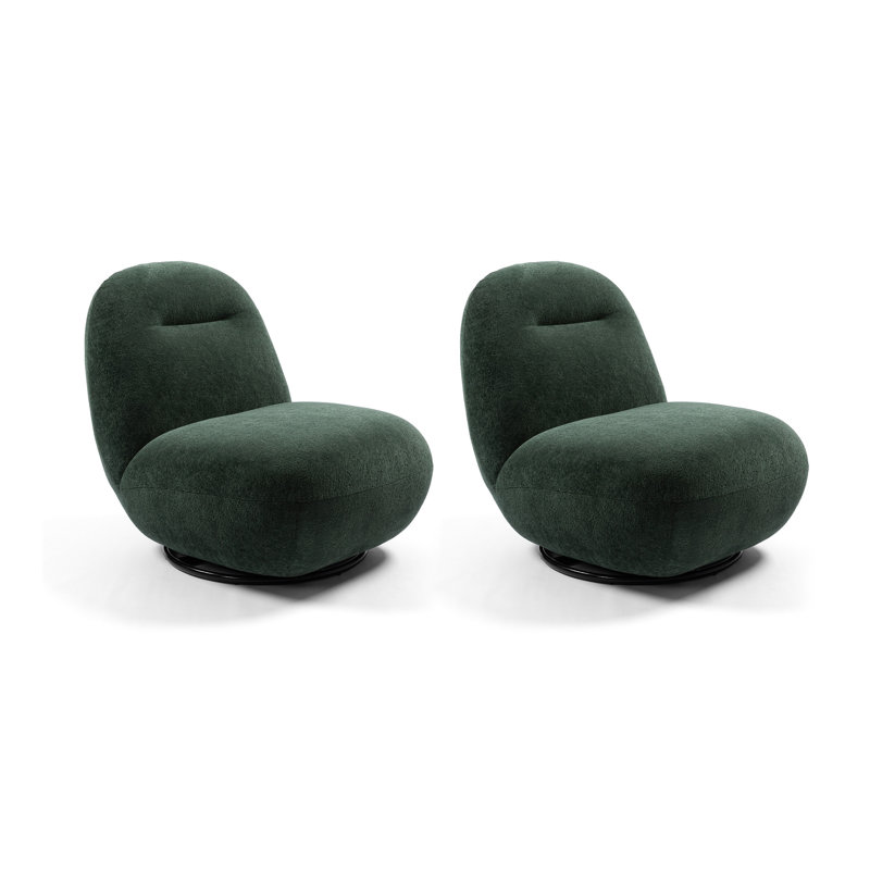 Fauteuil d'appoint pivotant moderne et plus grand, fauteuil en velours fleur de glace à dossier serré, fauteuil confortable sans accoudoirs de style minimaliste et confortable pour salon