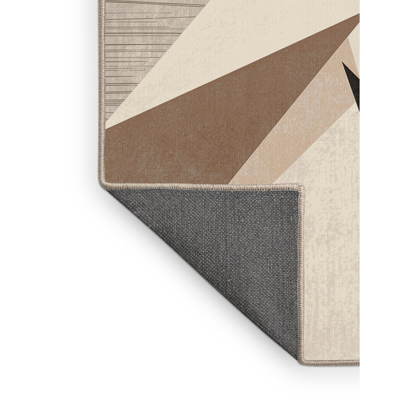 Tapis moelleux moelleux à motif abstrait moderne et contemporain beige, 2 x 5