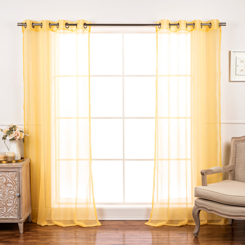 Maaike Crushed Voile Sheer Grommet Curtain, 52" W x 84" L, Yellow