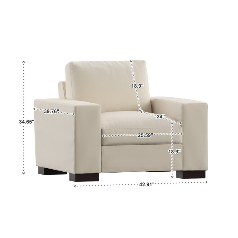 Fauteuil Michaella de 108,99 cm de large, Tissu blanc