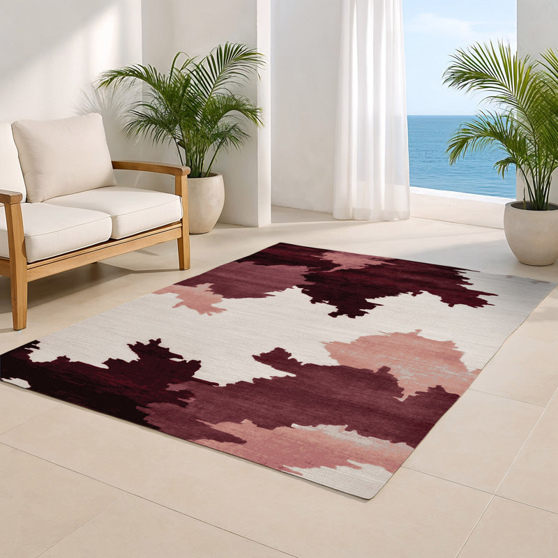 Watercolor Red Indoor and Outdoor Area Rug, Rectangle 4' x 6'