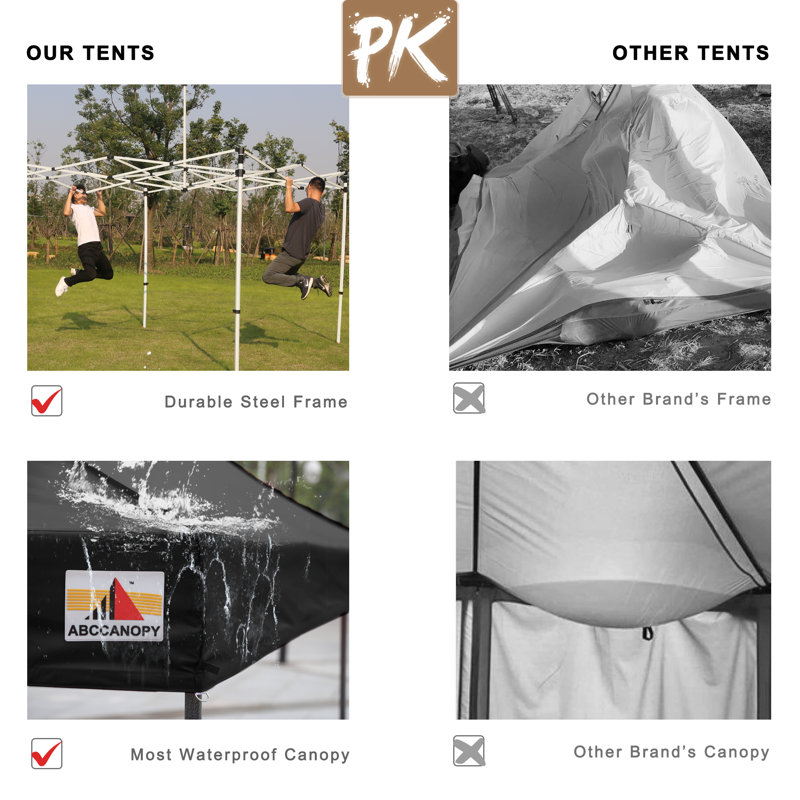 Beige 10' x 10' Metal Pop-Up Canopy Tent with Sidewalls