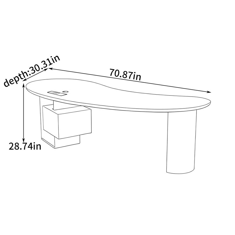 Bureau moderne haut de gamme, H 28,74 po x l 70,87 po x P 30,31 po