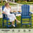 2-Piece Outdoor Adirondack Chair With Table, High Adirondack Chairs with Removable Trays, All Weather Outdoor Adirondack Barstools for Patio, Balcony, Backyard, Deck and Garden