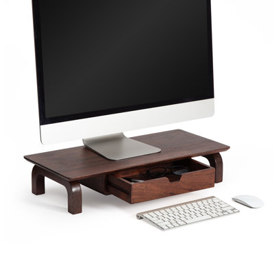 Brynsley Wood Monitor Stand With Drawer