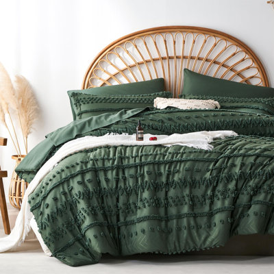Ensemble d'édredon 7 pièces, ensemble d'édredon et de draps touffeté dans un sac, ensemble de literie complet en microfibre douce toutes saisons