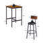 Ensemble de table de bar avec 2 tabourets de bar, assise et dossier souples en polyuréthane, brun rustique, l 23,62 po x P 23,62 po x H 35,43 po