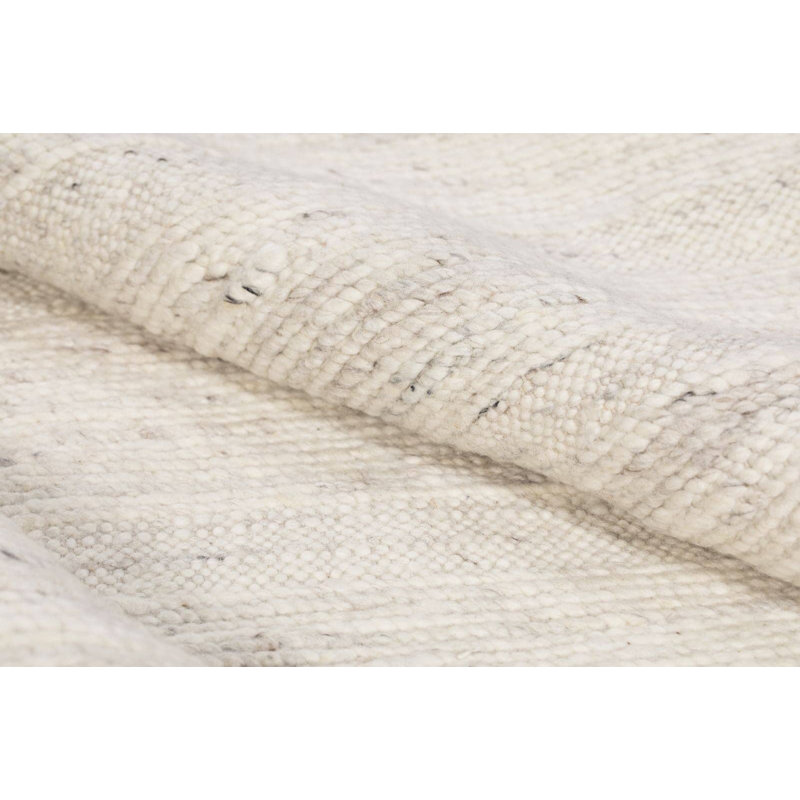 Intermix Flatweave Wool Geometric Area Rug in Salt/White, Rectangle 3' x 5'