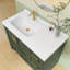 Surface de travail solide l 42 po x P 22 po avec comptoir de meuble-lavabo rectangulaire en pierre et comptoir rectangulaire gauche avec trous pré-percés et dosseret en H 1,38 po