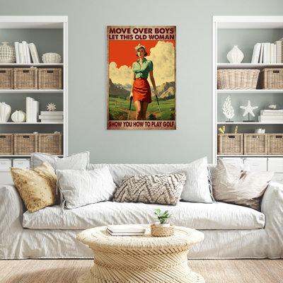 " Old Woman Show You How To Play Golf - 1 Piece Rectangle Graphic Art Print On Wrapped Canvas "
