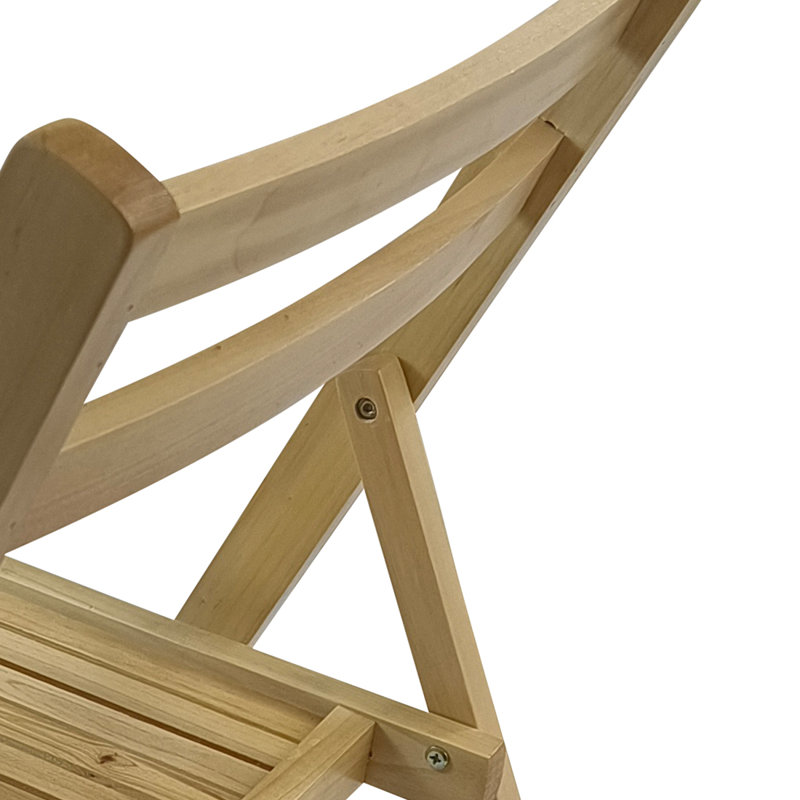 Chaise pliante confortable en bois massif, pour l'extérieur et l'intérieur, Naturel