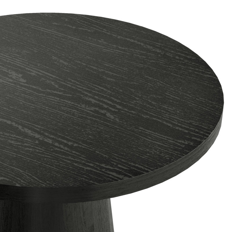 Astromeritis Round Solid Wood Base End Table, Black, 1