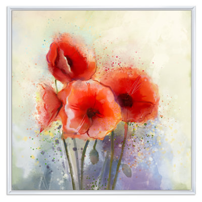 Paintbrush Red Poppy Bouquet - reproduction d'art sur toile