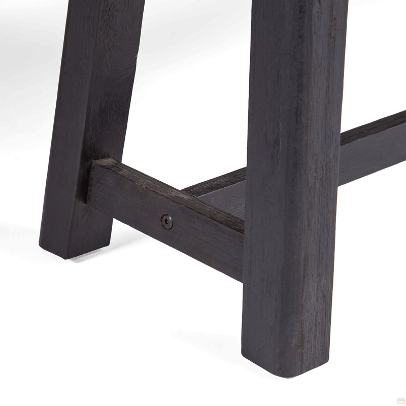 Banc d'extérieur en bois d'acacia, finition gris sablé et noir