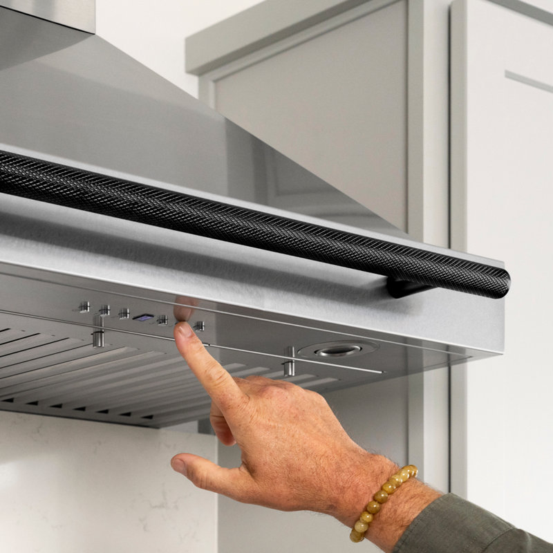 ZLINE Autograph Edition 48 in. Wall-Mount Range Hood Helix Handle (Set of 1) in Matte Black (RHHZ-K-MB-48), Stainless Steel